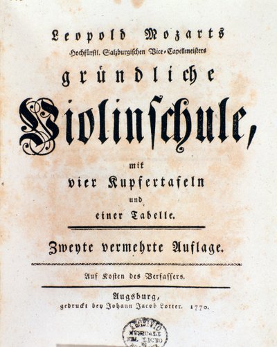 Portada del método de violín por Leopold Mozart (1719-1787) padre de Wolfgang Amadeus de Italian School